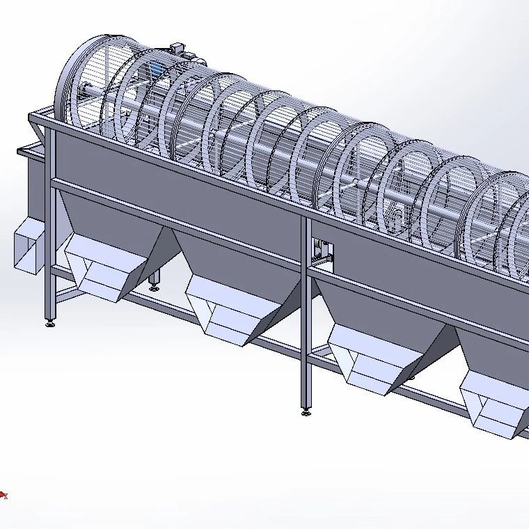 【非标数模】滚筒分级机（果蔬加工机械）3D模型图纸 Solidworks设计