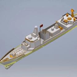 【海洋船舶】054D驱逐舰3D模型图纸 INVENTOR设计