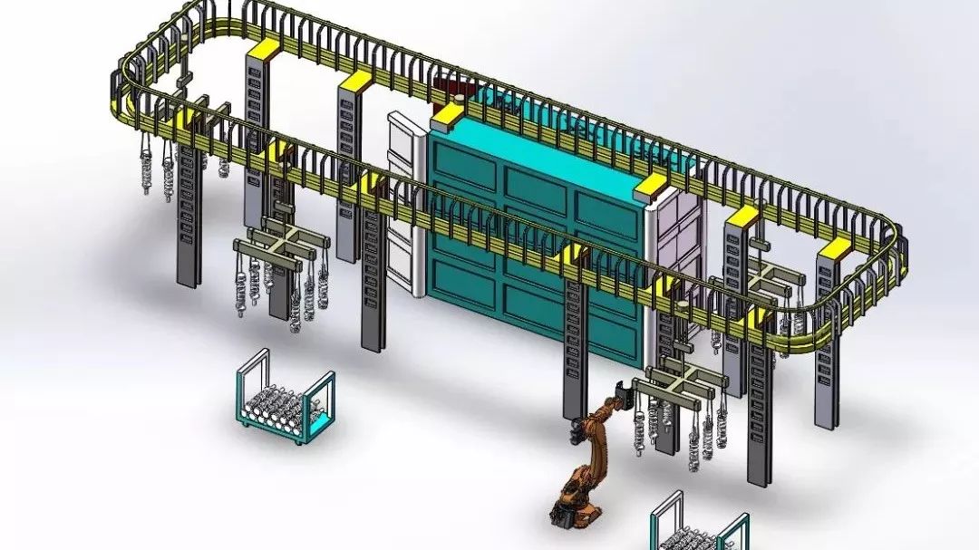 【非标数模】曲轴热处理机器人上下料设备3D模型图纸 Solidworks设计