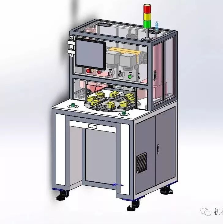 【非标数模】四工位双头激光打标机3D模型图纸 Solidworks设计