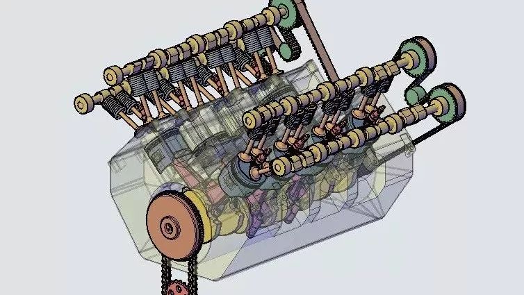 【发动机电机】V8发动机内部结构3D图纸 AutoDAD设计 dwg格式 汽车引擎3D建模