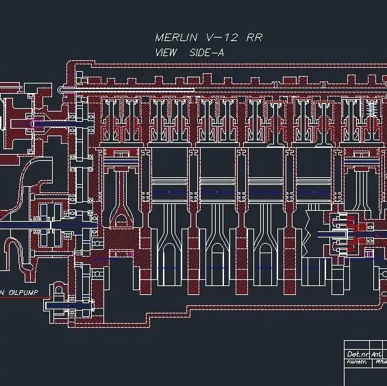 【发动机电机】劳斯莱斯Merlin V12引擎CAD图纸 80张 汽车发动机dwg格式设计