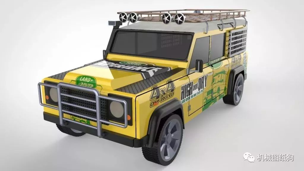 【汽车轿车】简易路虎卫士(Defender)吉普车3D模型图纸 Solidworks设计