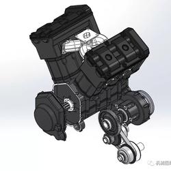【发动机电机】V4发动机3D图纸 四缸引擎三维建模 STP格式