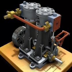 【发动机电机】垂直双缸蒸汽发动机3D图纸 Inventor设计