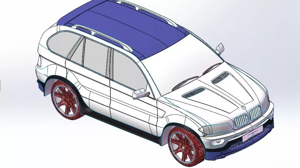 【汽车轿车】简易宝马X5汽车3D模型图纸 Solidworks设计