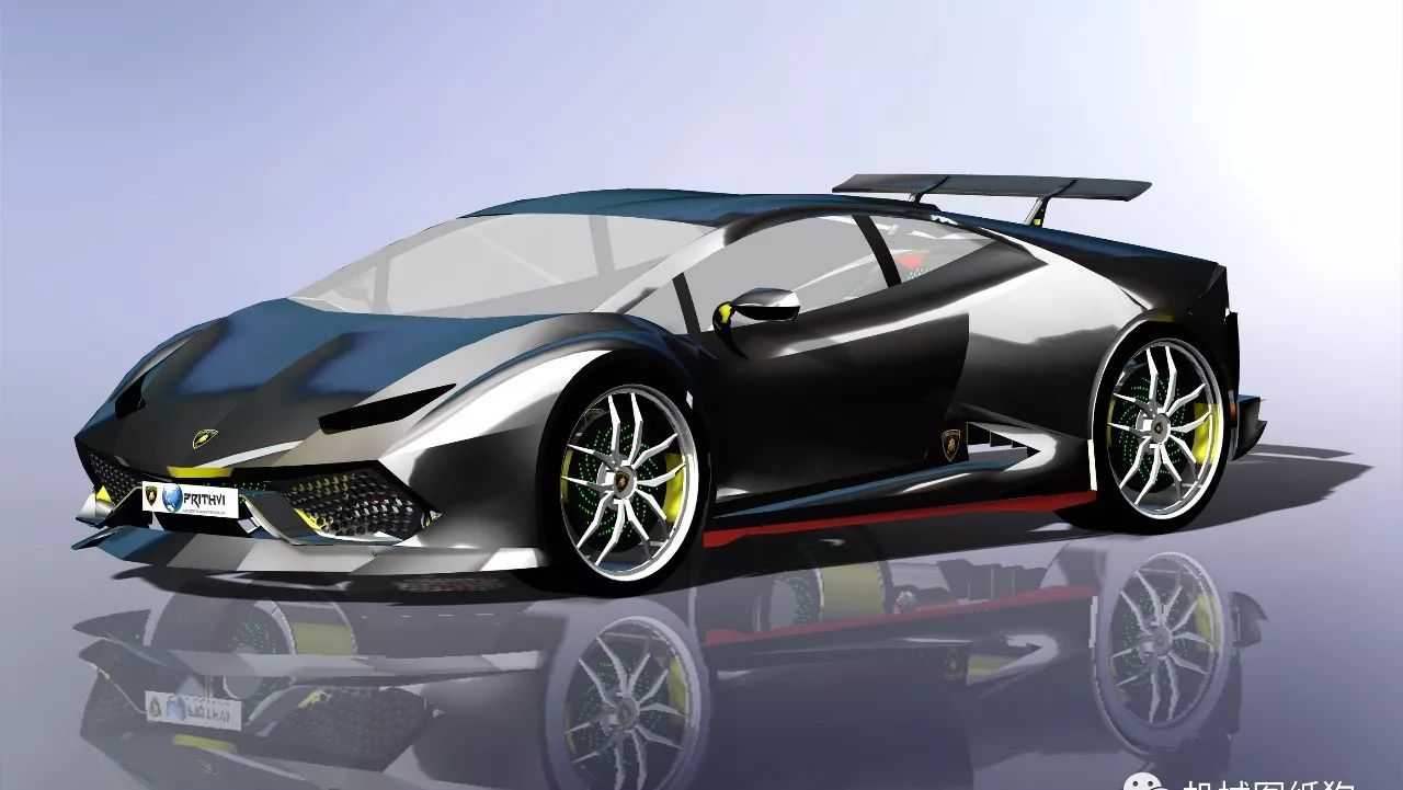 【汽车轿车】简易Lamborghini Huracan跑车模型3D图纸 Solidworks设计