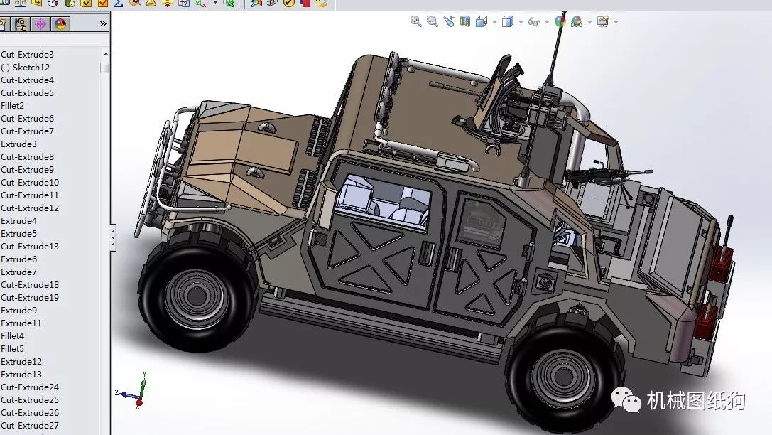 【其他车型】HUM军事指挥吉普车模型3D图纸 solidworks2014设计 单个SLDPRT