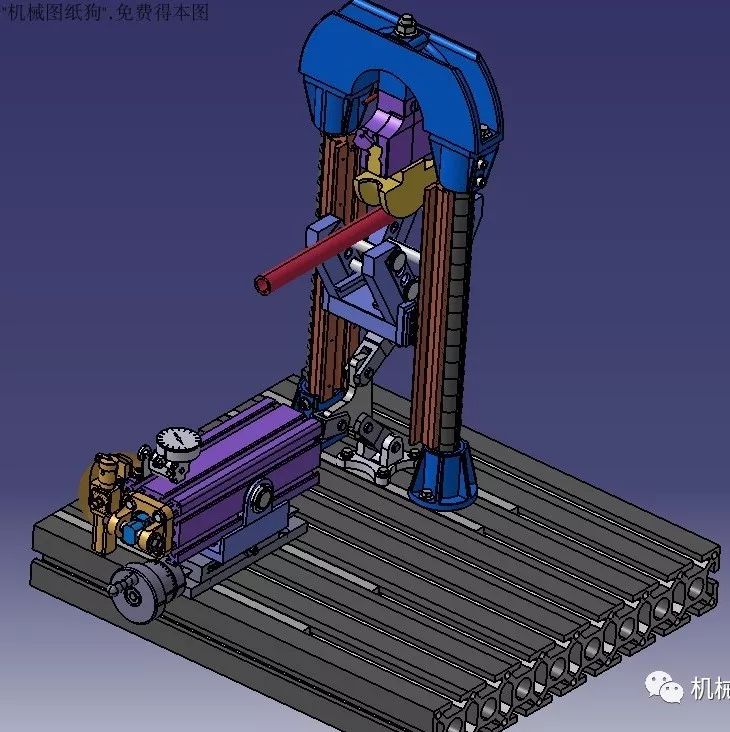 【工程机械】半自动弯管机床3D模型图纸 STP格式