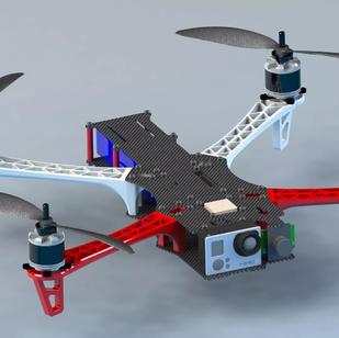 【飞行模型】四轴航拍无人机TBS Discovery图纸 IGS STEP格式 飞行器3D设计