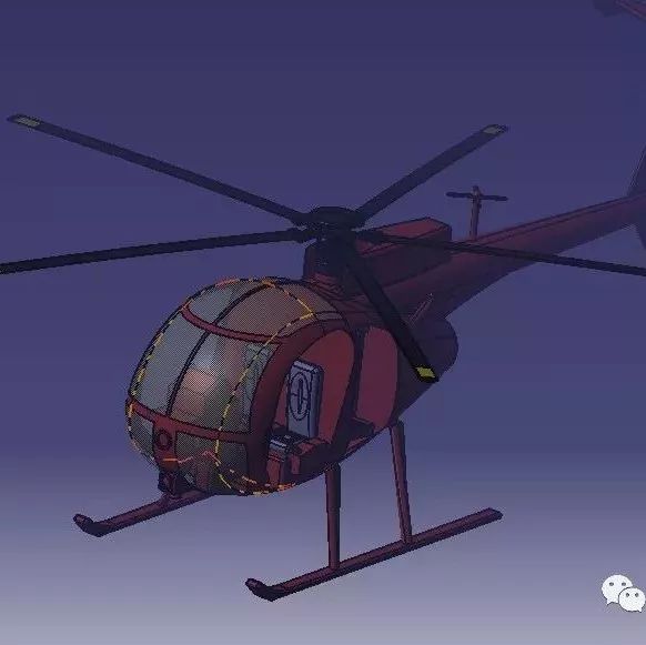 【飞行模型】MH-6 小鸟式轻型直升机3D模型图纸 CATIA设计 附IGS格式