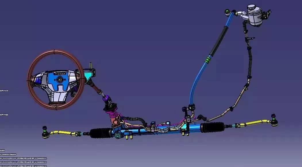 【汽车轿车】汽车转向系统总成3D模型图纸 CATIA设计 附STP格式