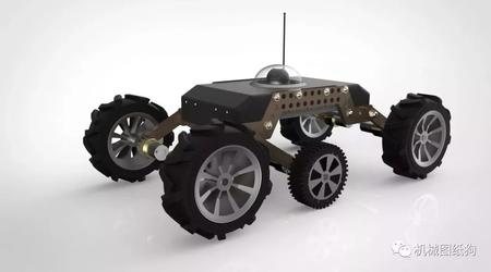 【其他车型】简易无人地面车UGV模型3D图纸 Solidworks设计