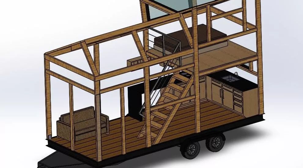 【其他车型】小房车拖车模型3D数模图纸 Solidworks设计 附bip渲染格式