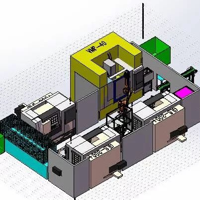 【非标数模】机器人自动上下料设备3D数模 Solidoworks设计