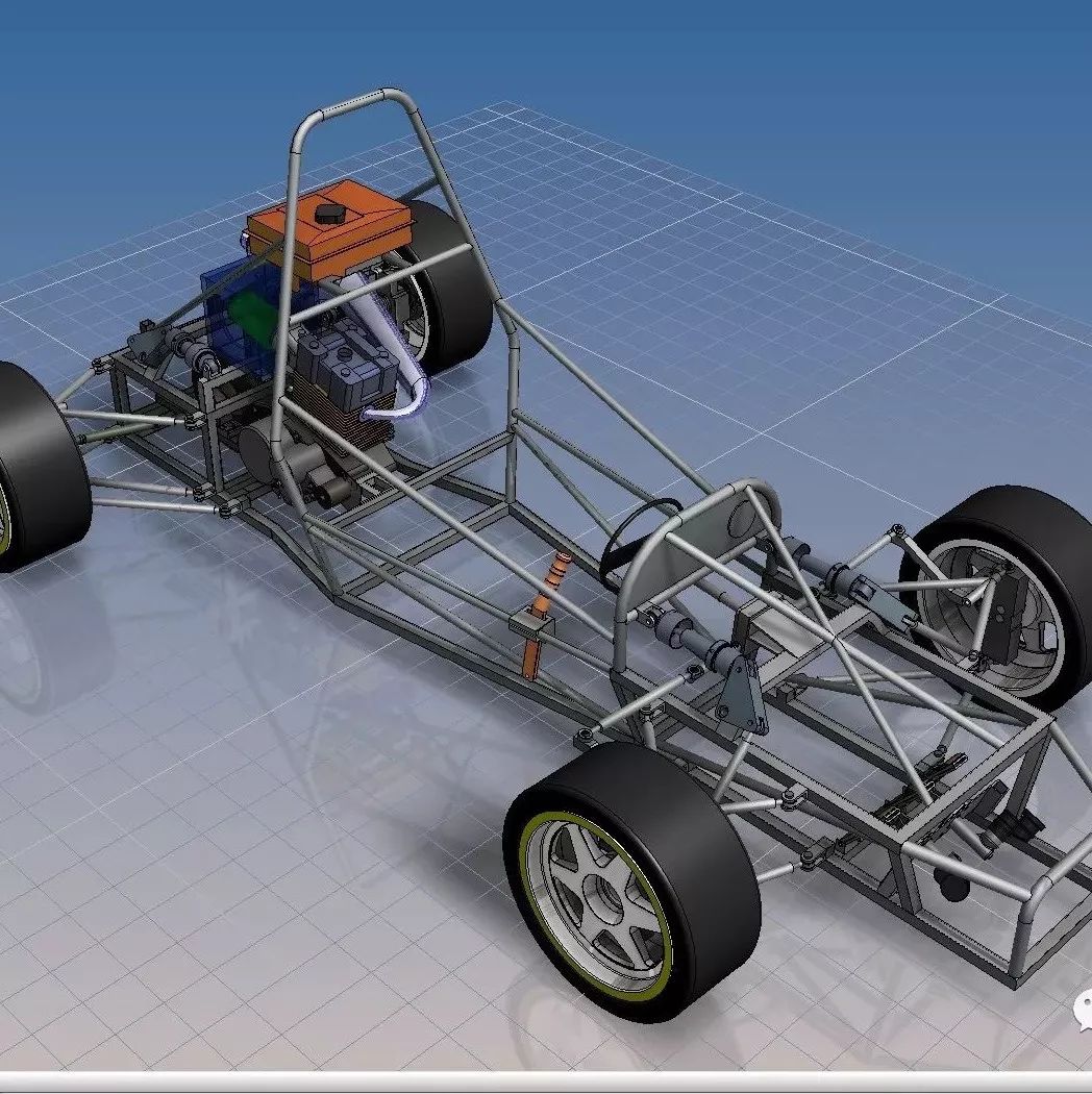 【卡丁赛车】方程式赛车底盘3D图纸 Autodesk Inventor设计 附STP STL格式