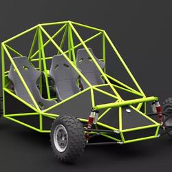 【卡丁赛车】3人卡丁车设计图纸 Step格式 小型越野车3D建模