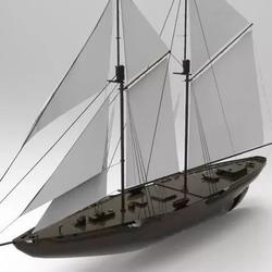 【海洋船舶】BlueNoseII帆船设计图纸 igs格式 MAYA mb格式 小船3D建模