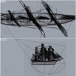 【海洋船舶】十九世纪Stad Amsterdam号帆船3D图纸 Rhino设计 3dm格式
