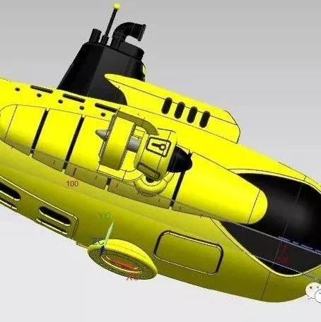 【海洋船舶】黄色小潜水艇模型3D图纸 stp和STL格式