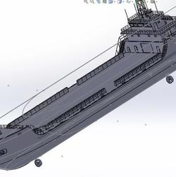 【海洋船舶】钻台运输船模型3D图纸 solidworks设计 船舶三维建模