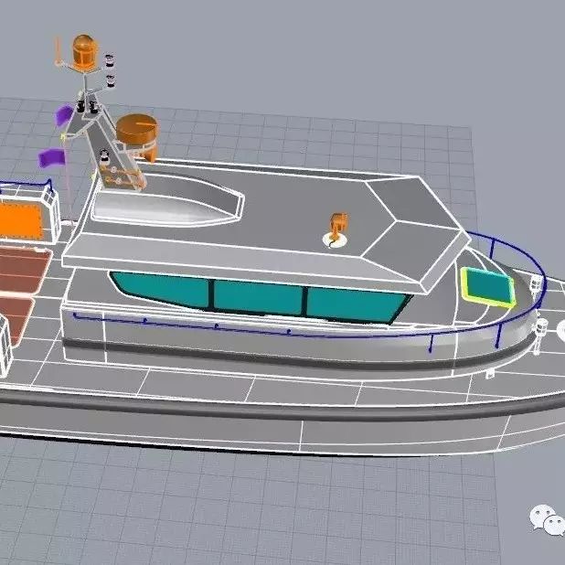 【海洋船舶】12米长引航艇3D图纸 RHINO设计 引水船舶三维建模