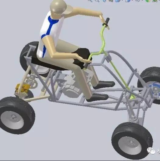 【卡丁赛车】自制简易ATV越野4轮钢管车3D图纸 STP格式