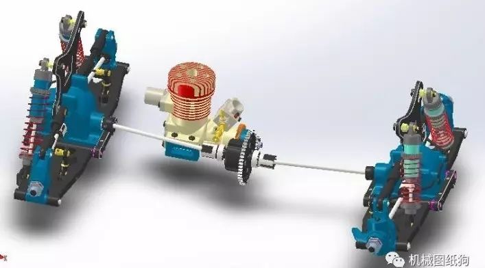 【RC遥控车】RC遥控车动力传动系统3D图纸 STP格式 玩具车悬挂系统三维建模