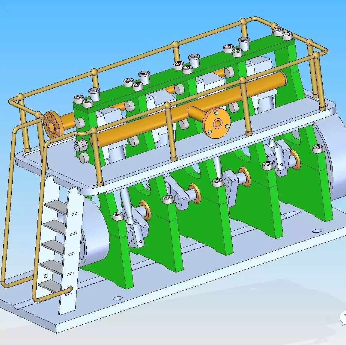 【发动机电机】简易大型船舶蒸汽机模型3D图纸 STP格式