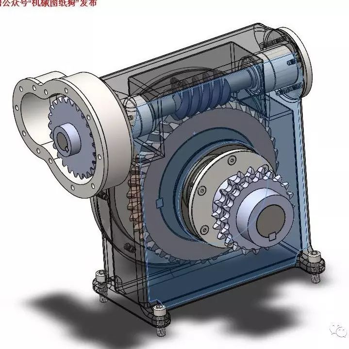 【差减变速器】Worm Drive Gearbox蜗杆传动齿轮箱3D数模 Solidworks设计