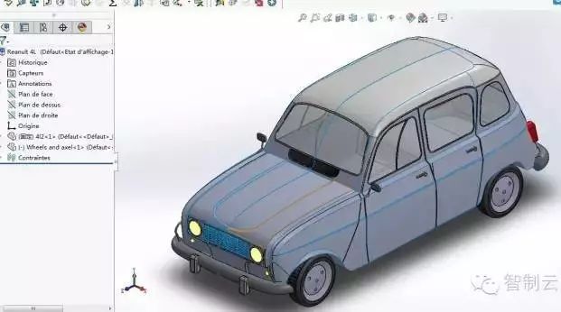 【汽车轿车】Renault-4l轿车外形设计三维建模图纸 Solidworks2014设计