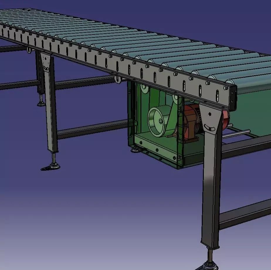 【非标数模】传动滚筒输送机模型3D图纸 CATIA设计 附IGS格式