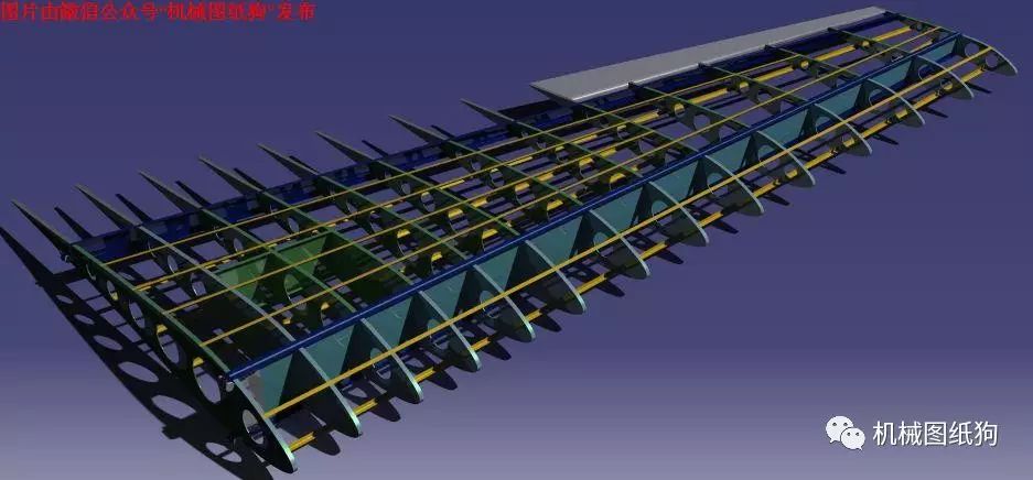 【飞行模型】固定翼飞机机翼内部结构3D建模图纸 CATIA设计 附STP格式