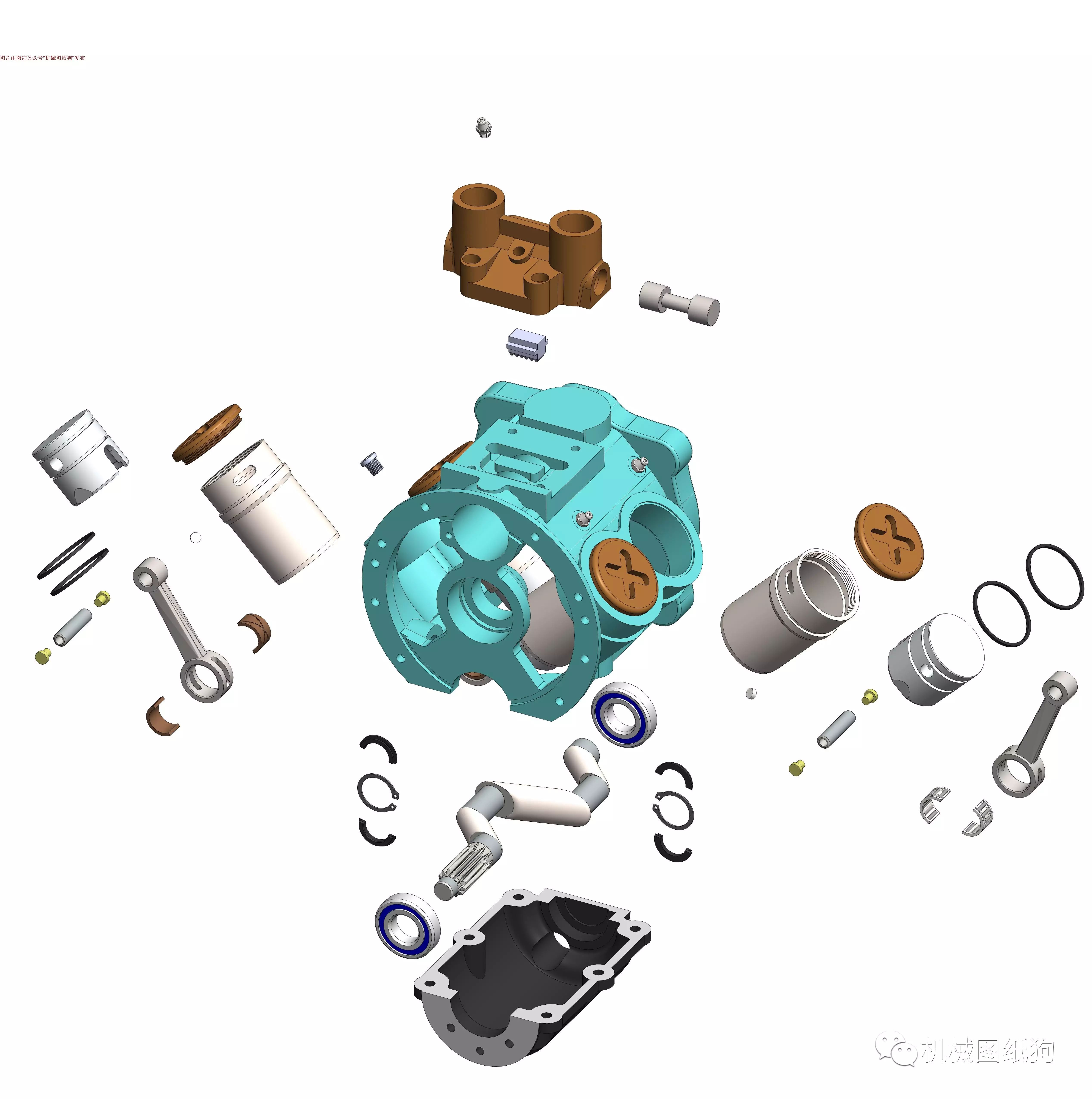 【发动机电机】简易四缸发动机爆炸3D模型图纸 Solidworks设计 附平面工程图