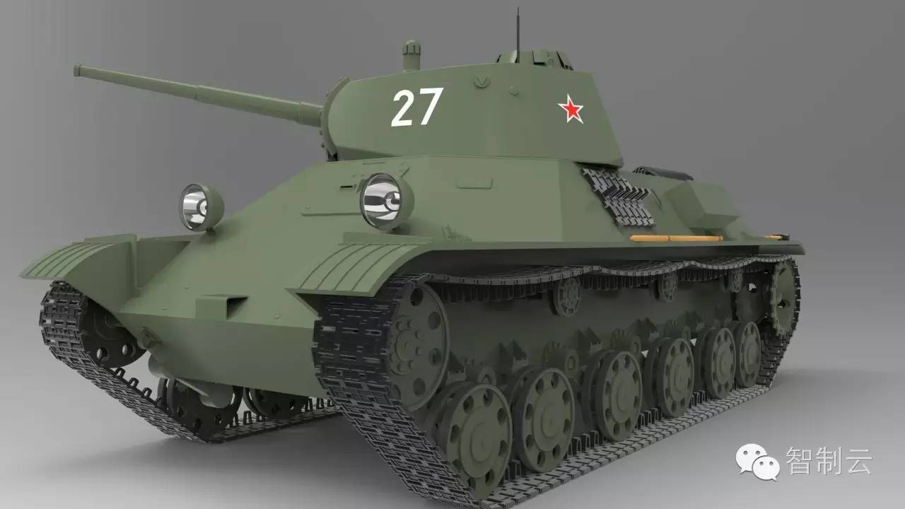 【武器模型】T-50 (1941)坦克模型3D图纸 solidworks2013设计 