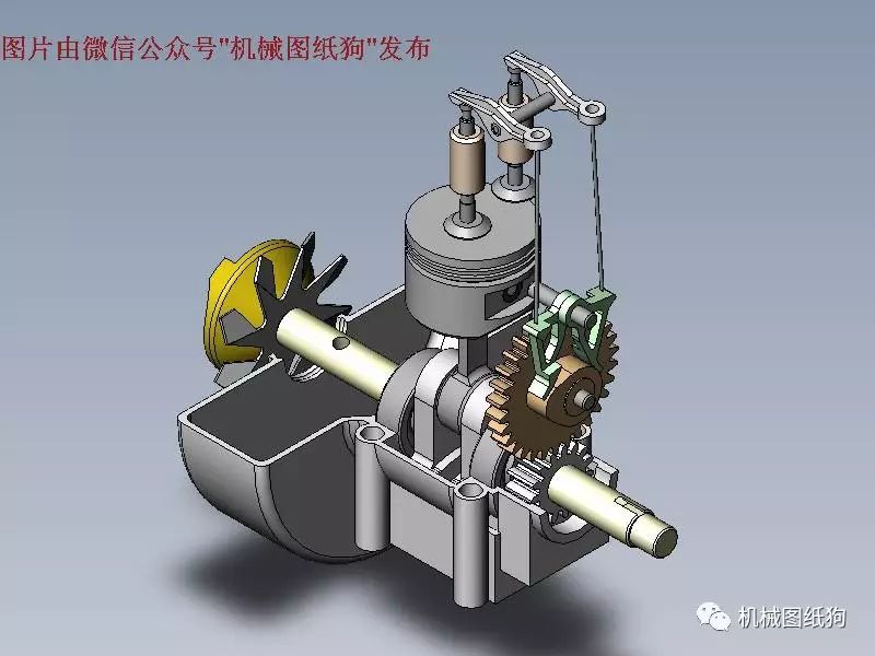 【发动机电机】简易内燃机内部结构3D模型图纸 Solidworks设计