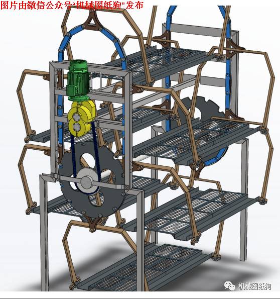 【工程机械】四层智能垂直循环立体停**3D模型图纸 SOLIDWORKS设计 附STP