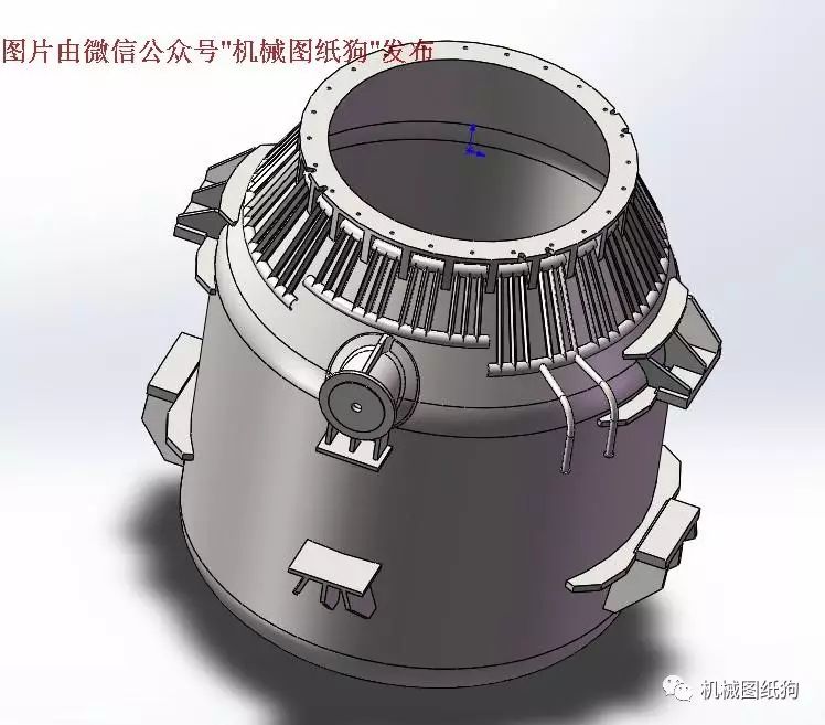 【工程机械】120吨转炉炉壳钢结构3D建模图纸 Solidworks设计