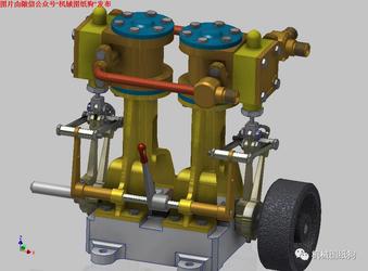 【发动机电机】双缸蒸汽机(JLS 13-2)模型3D建模图纸 Inventor设计