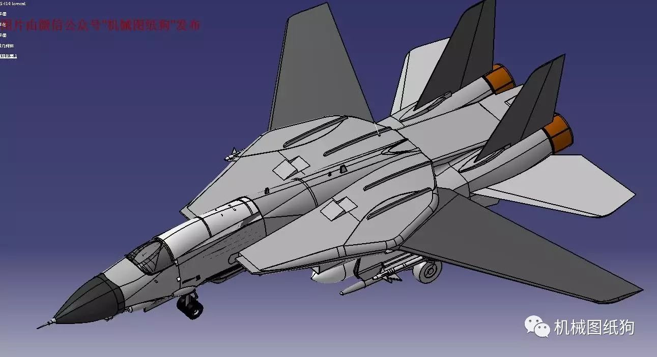 【飞行模型】F-14 Tomcat雄猫多用途舰载战斗机3D建模图纸 IGS格式