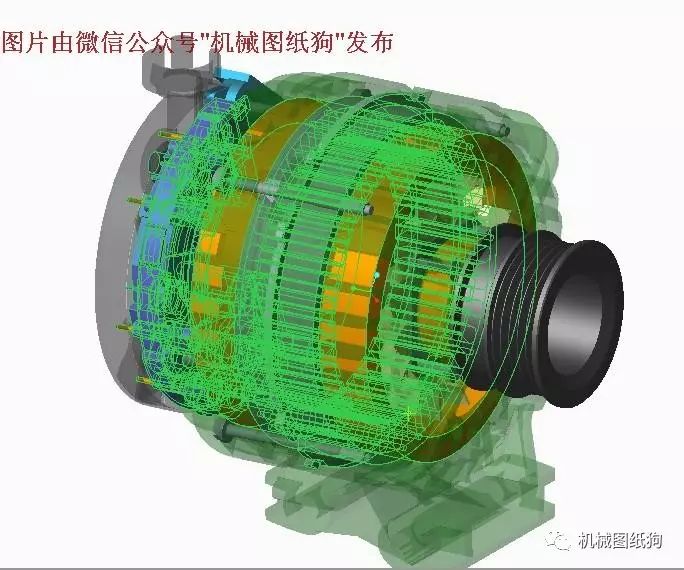 【发动机电机】汽车发电机3D模型图纸 ProE设计