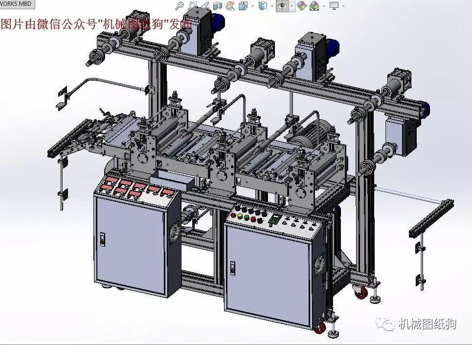 【非标数模*众】三座模切贴合机(模切机)3D模型图纸 Solidworks设计