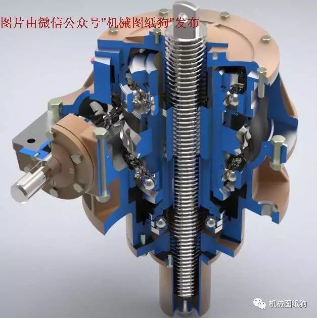 【工程机械】蜗轮丝杠传动升降机构3D模型图纸 Solidworks设计