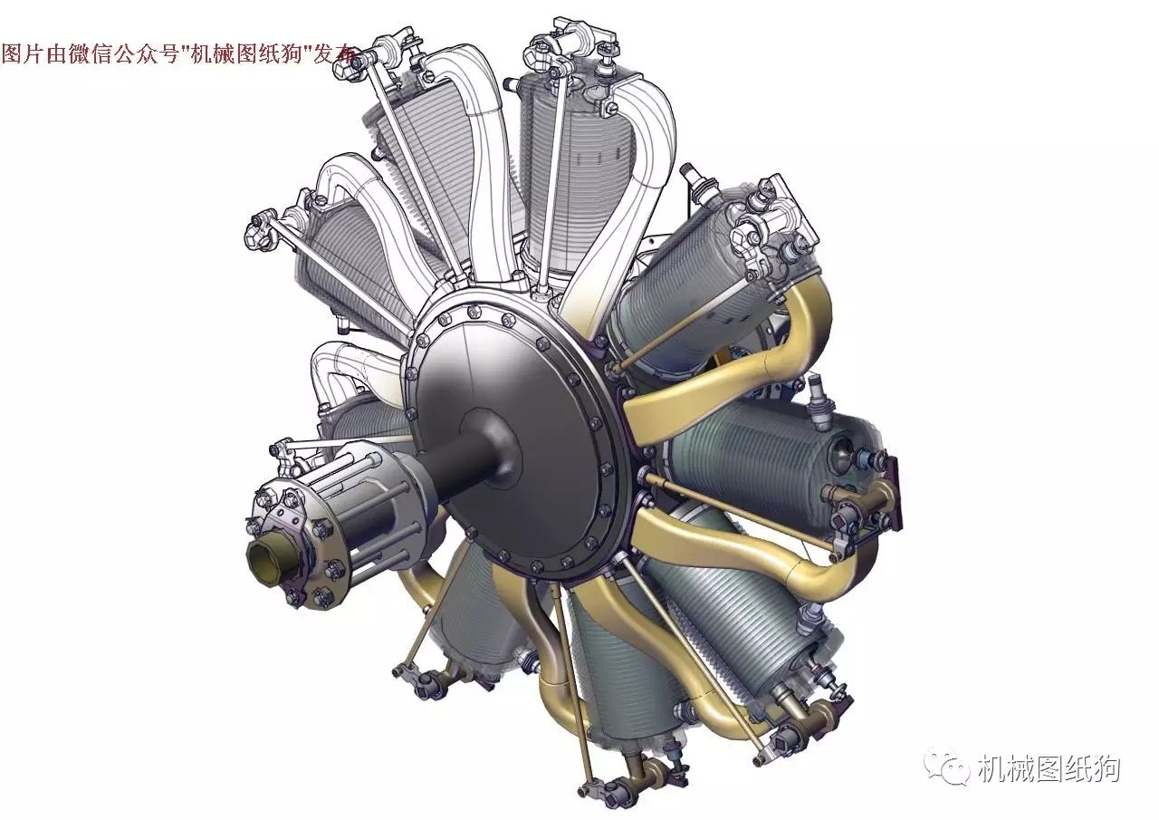 【发动机电机】Bleriot 星形9缸飞行发动机三维建模图纸 CATIA设计 附STP格式