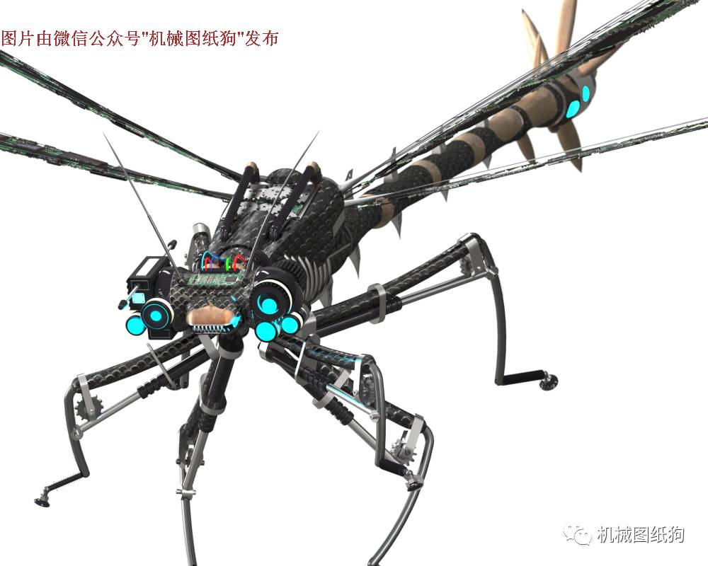 【机器人】蜻蜓机器人(机械蜻蜓)模型3D图纸 SOLIDWORKS设计 附STP IGS格式