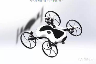 【飞行模型】Drone四轮无人机模型3D图纸 IGS格式