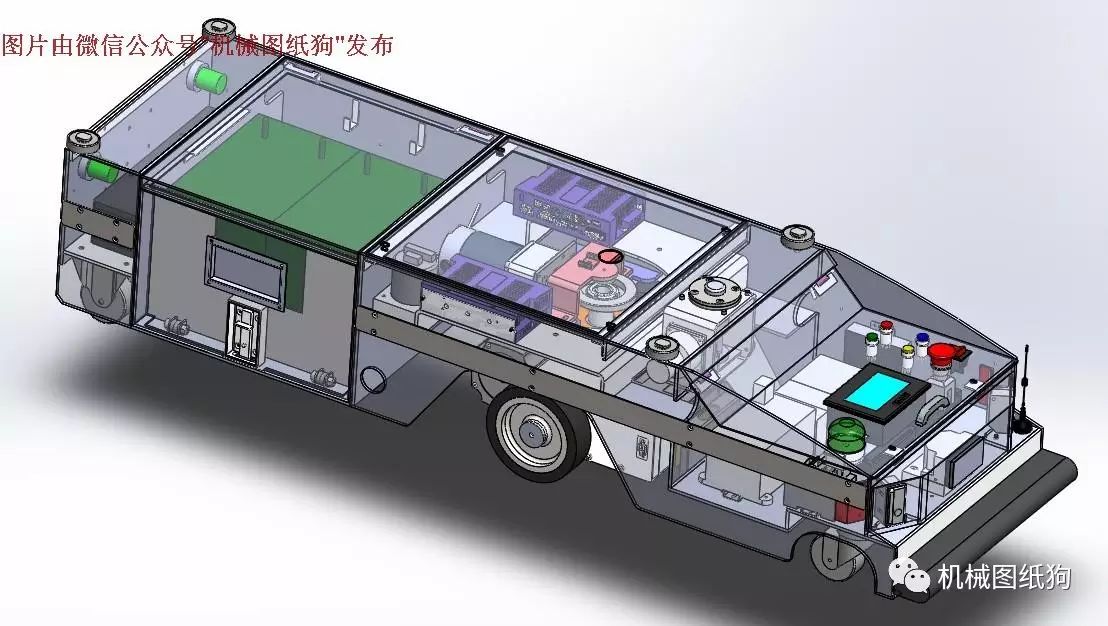 【机器人*众】600Kg详细潜伏式牵引AGV三维建模图纸 solidworks设计