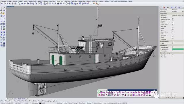 【海洋船舶】34米长渔船3D图纸 Rhino犀牛设计 鱼船舶三维建模