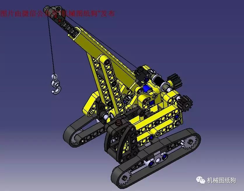 【乐高图纸】乐高积木式吊车玩具模型3D图纸 CATIA设计 附工程图
