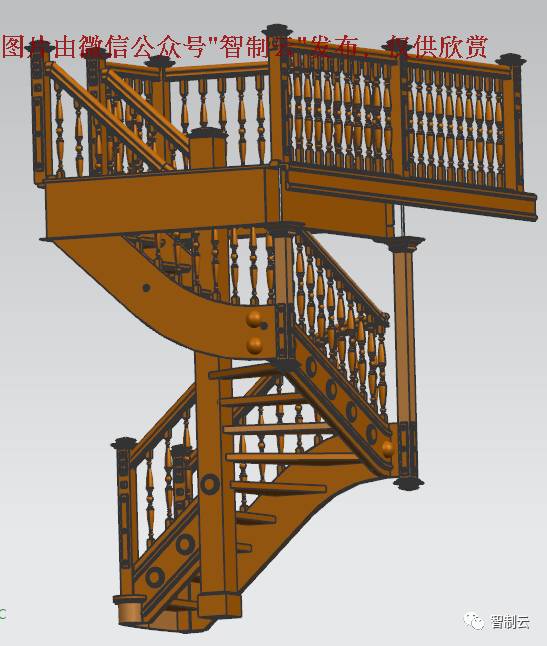 【生活艺术】别墅木质楼梯结构件3D模型图纸 UG NX设计 附STP IGS格式